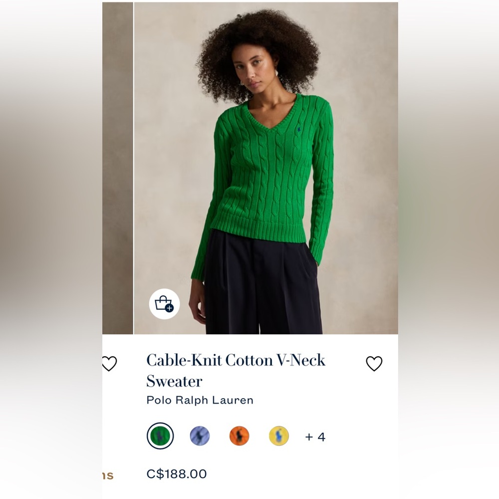 Ralph Lauren Green V-Neck Sweater - Picture 10 of 10